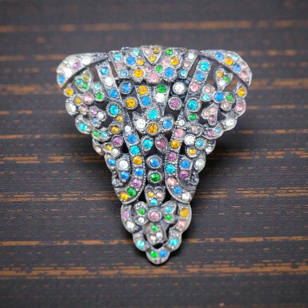 Vintage Art Deco Colorful Paste Dress Clip
